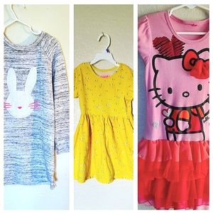 Bundle of Size 6 Dresses, Floral, Hello Kitty, Bunny